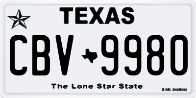 TX license plate CBV9980