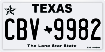 TX license plate CBV9982