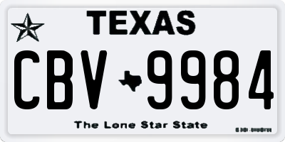 TX license plate CBV9984