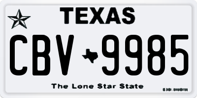 TX license plate CBV9985