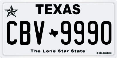 TX license plate CBV9990