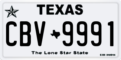 TX license plate CBV9991