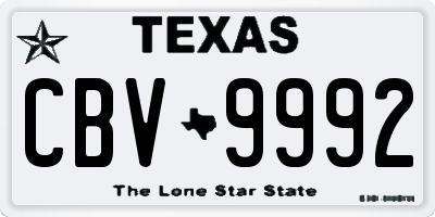 TX license plate CBV9992