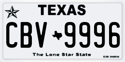 TX license plate CBV9996