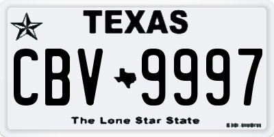 TX license plate CBV9997