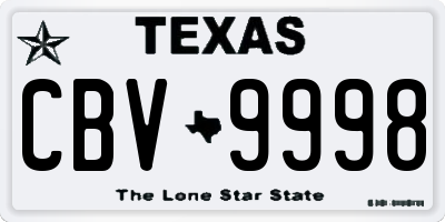 TX license plate CBV9998
