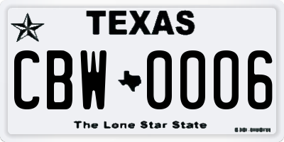 TX license plate CBW0006