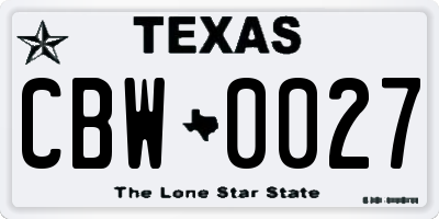 TX license plate CBW0027