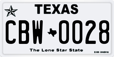 TX license plate CBW0028