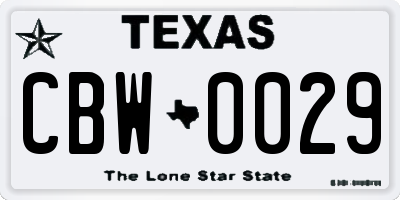 TX license plate CBW0029