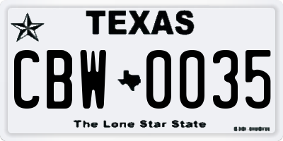 TX license plate CBW0035