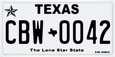 TX license plate CBW0042