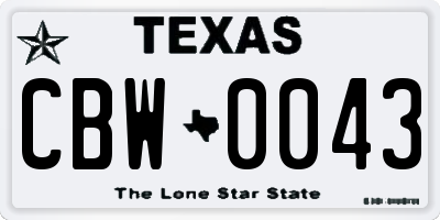TX license plate CBW0043