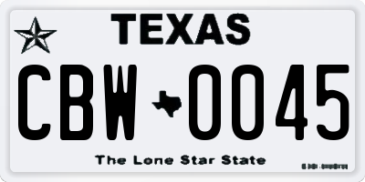 TX license plate CBW0045
