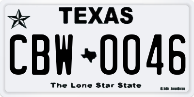TX license plate CBW0046