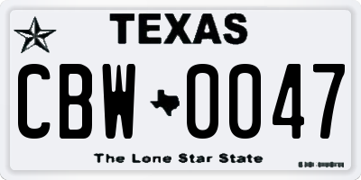 TX license plate CBW0047