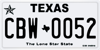 TX license plate CBW0052