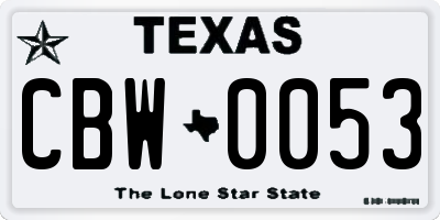 TX license plate CBW0053
