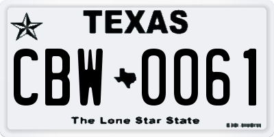 TX license plate CBW0061
