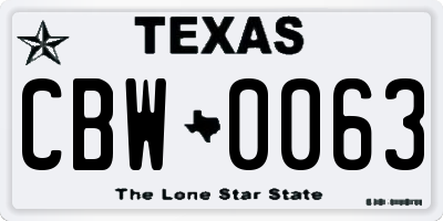 TX license plate CBW0063