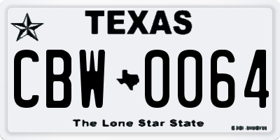 TX license plate CBW0064