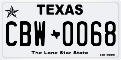 TX license plate CBW0068