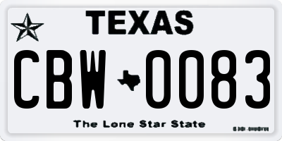 TX license plate CBW0083