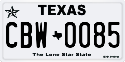 TX license plate CBW0085