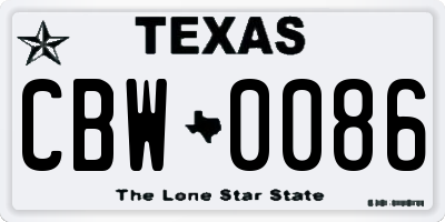 TX license plate CBW0086