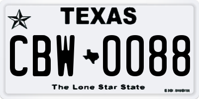 TX license plate CBW0088