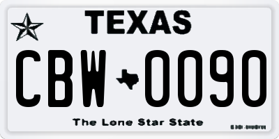 TX license plate CBW0090