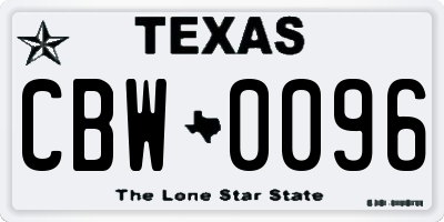 TX license plate CBW0096