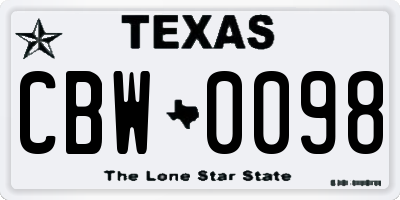 TX license plate CBW0098