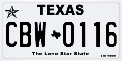 TX license plate CBW0116