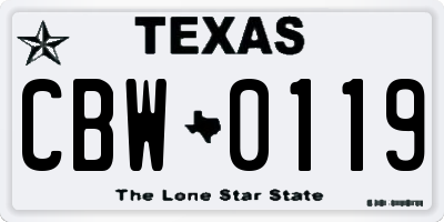 TX license plate CBW0119