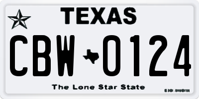 TX license plate CBW0124
