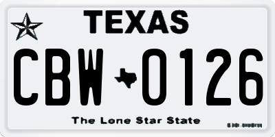 TX license plate CBW0126