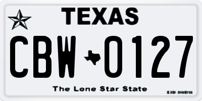 TX license plate CBW0127