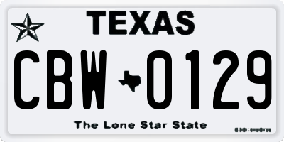 TX license plate CBW0129