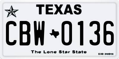 TX license plate CBW0136