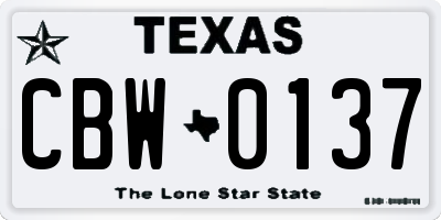 TX license plate CBW0137