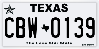 TX license plate CBW0139