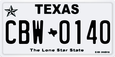 TX license plate CBW0140