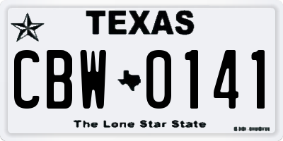 TX license plate CBW0141