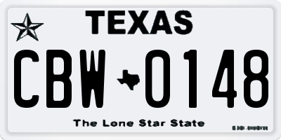 TX license plate CBW0148