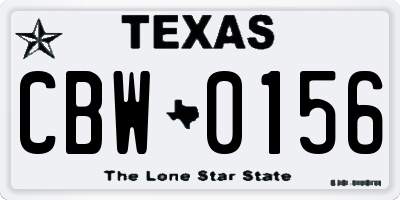 TX license plate CBW0156