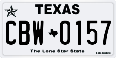 TX license plate CBW0157