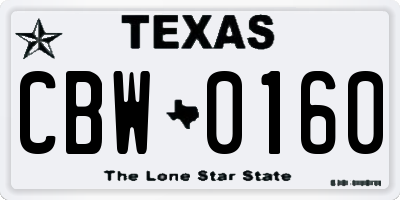 TX license plate CBW0160