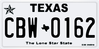 TX license plate CBW0162
