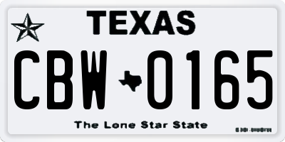 TX license plate CBW0165